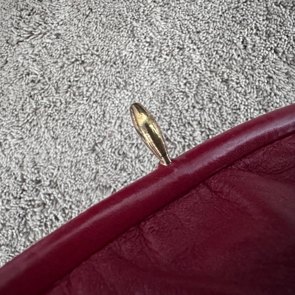 Vtg Leather? Red hand bag evening bag. - Picture 6 of 9